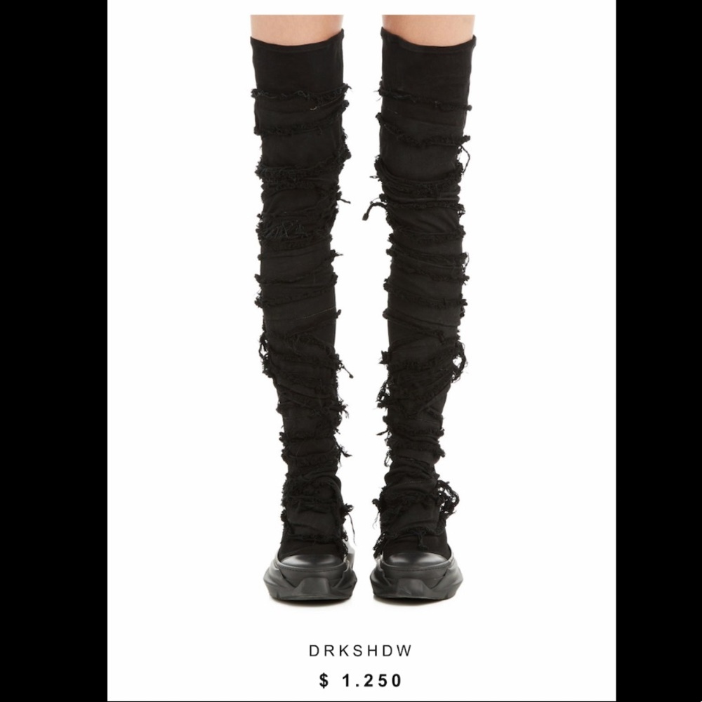 Rick Owens DRKSHDW Distressed Over the knee boot